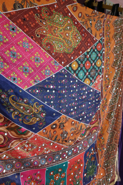 Ethnic Motifs Printed Dupatta With Mirror Work