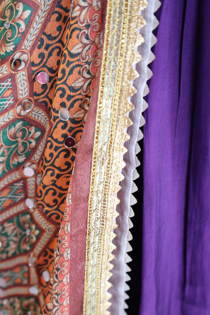 Ethnic Motifs Printed Dupatta With Mirror Work