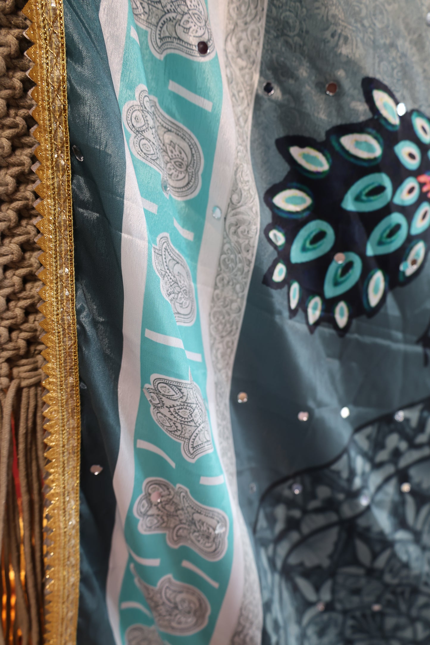 Ethnic Motifs Printed Dupatta With Mirror Work