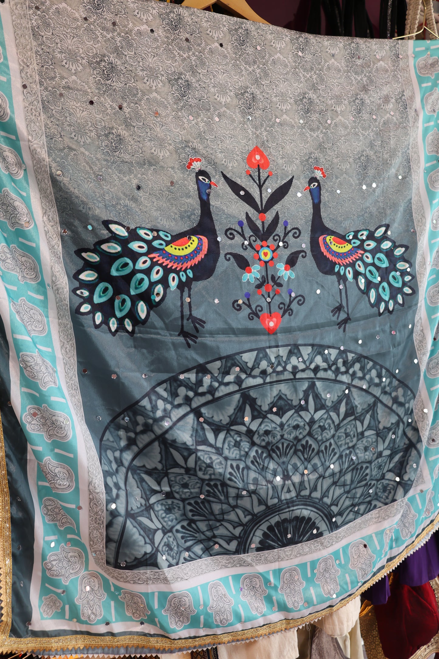 Ethnic Motifs Printed Dupatta With Mirror Work