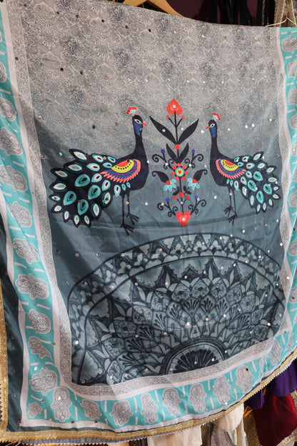 Ethnic Motifs Printed Dupatta With Mirror Work