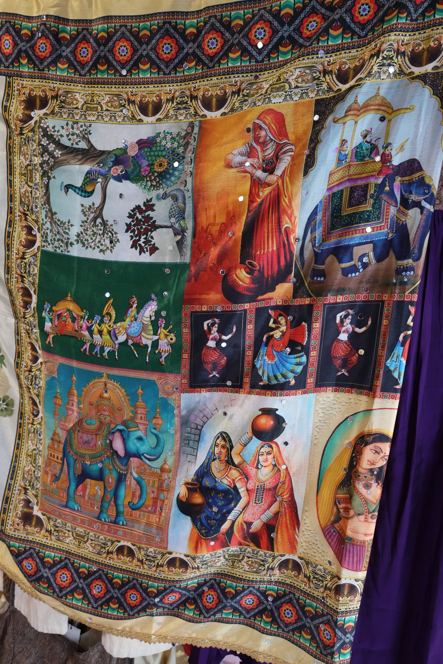 Ethnic Motifs Printed Dupatta With Mirror Work