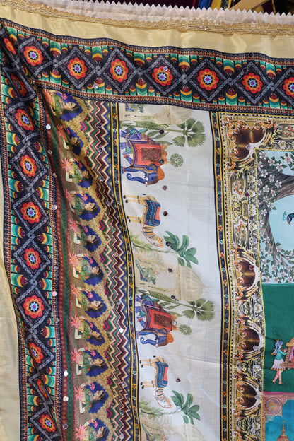 Ethnic Motifs Printed Dupatta With Mirror Work