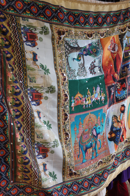 Ethnic Motifs Printed Dupatta With Mirror Work