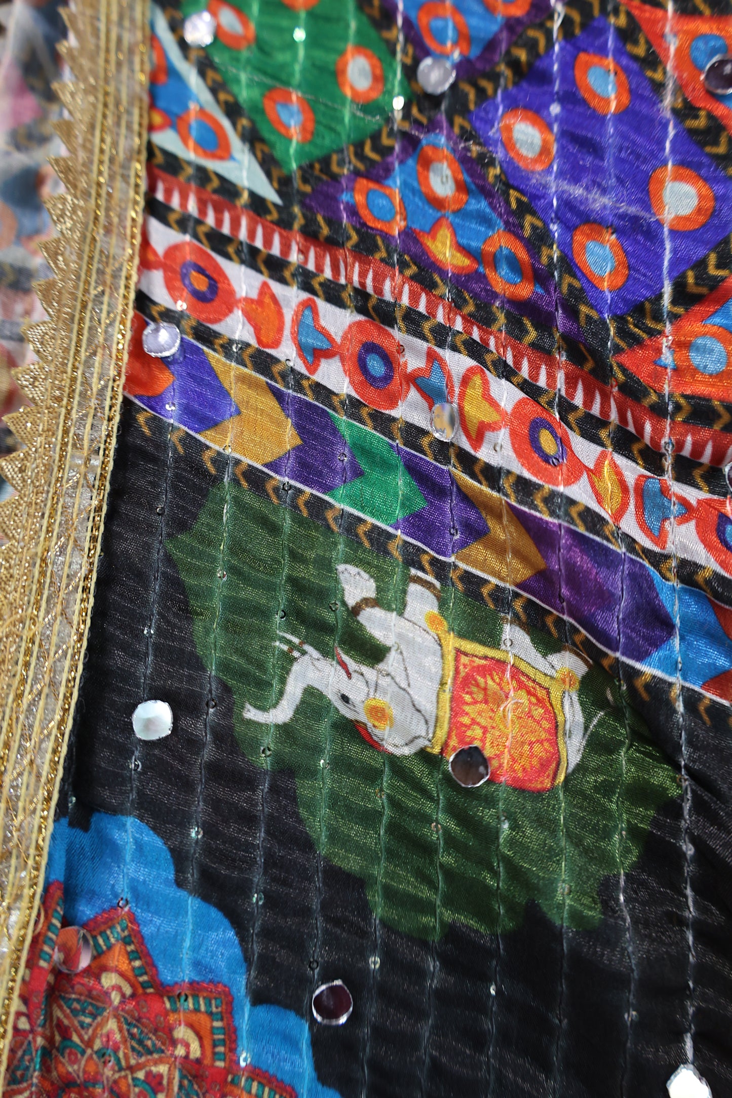 Ethnic Motifs Printed Dupatta With Mirror Work
