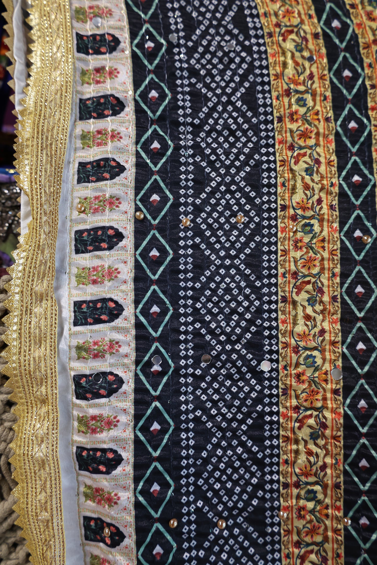 Ethnic Motifs Printed Dupatta With Mirror Work