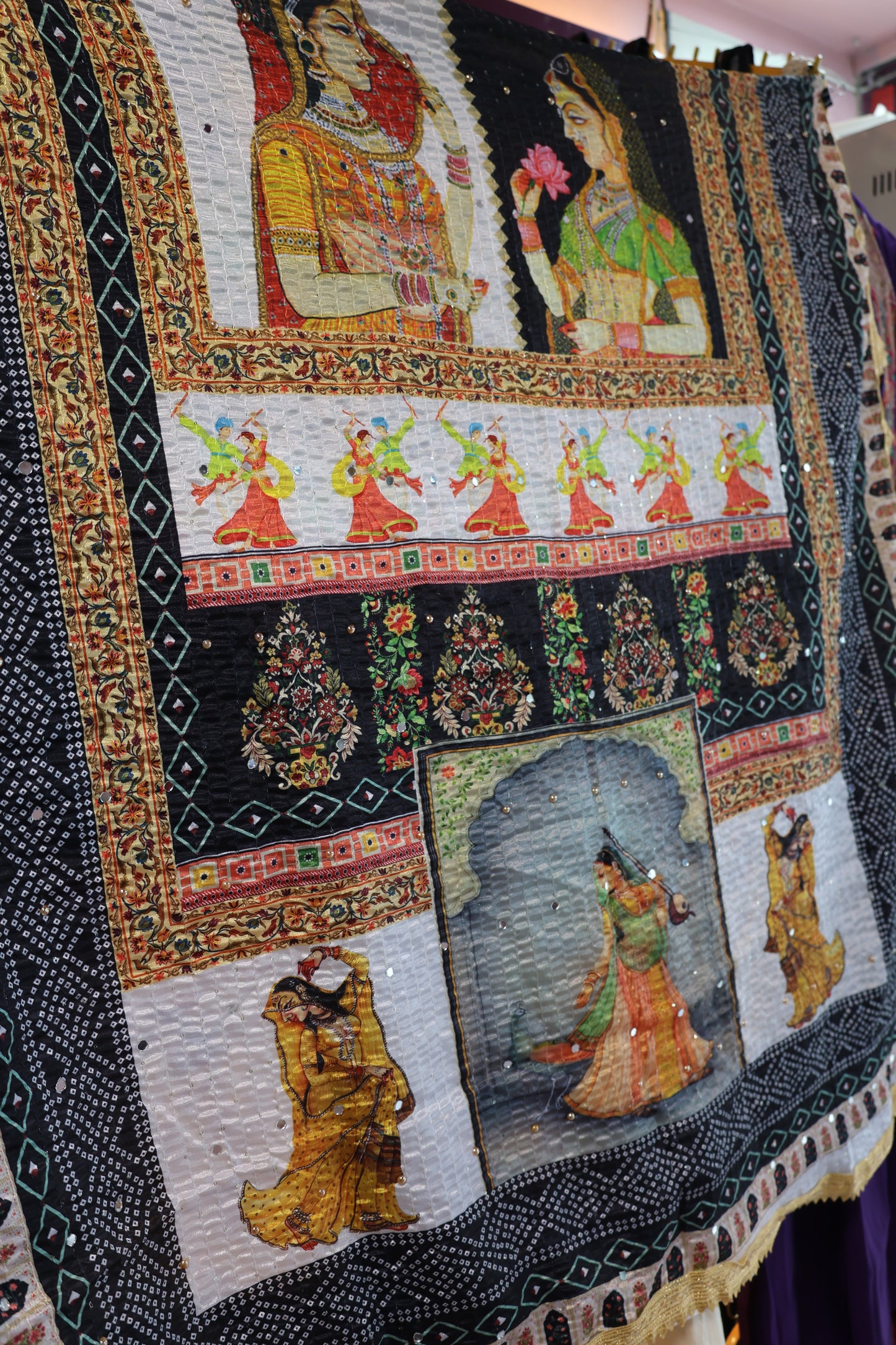 Ethnic Motifs Printed Dupatta With Mirror Work