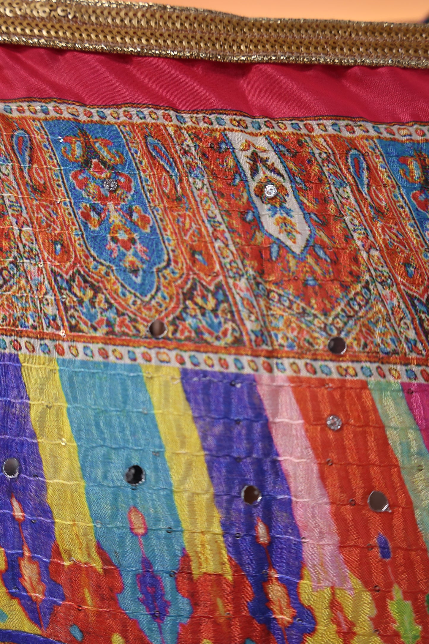 Ethnic Motifs Printed Dupatta With Mirror Work