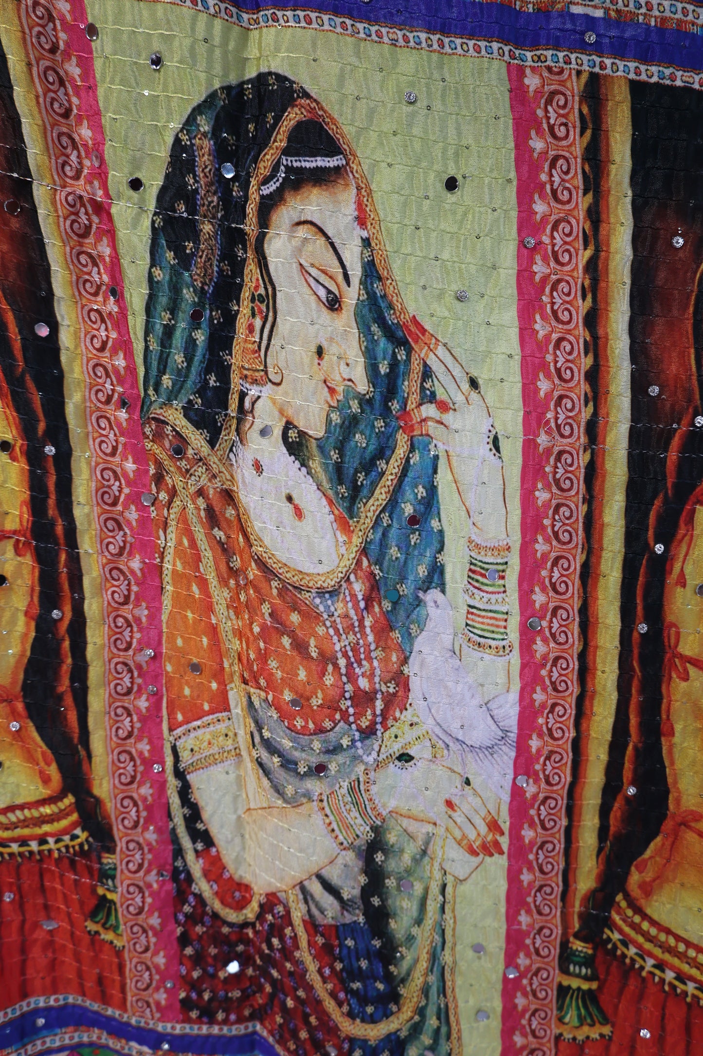 Ethnic Motifs Printed Dupatta With Mirror Work