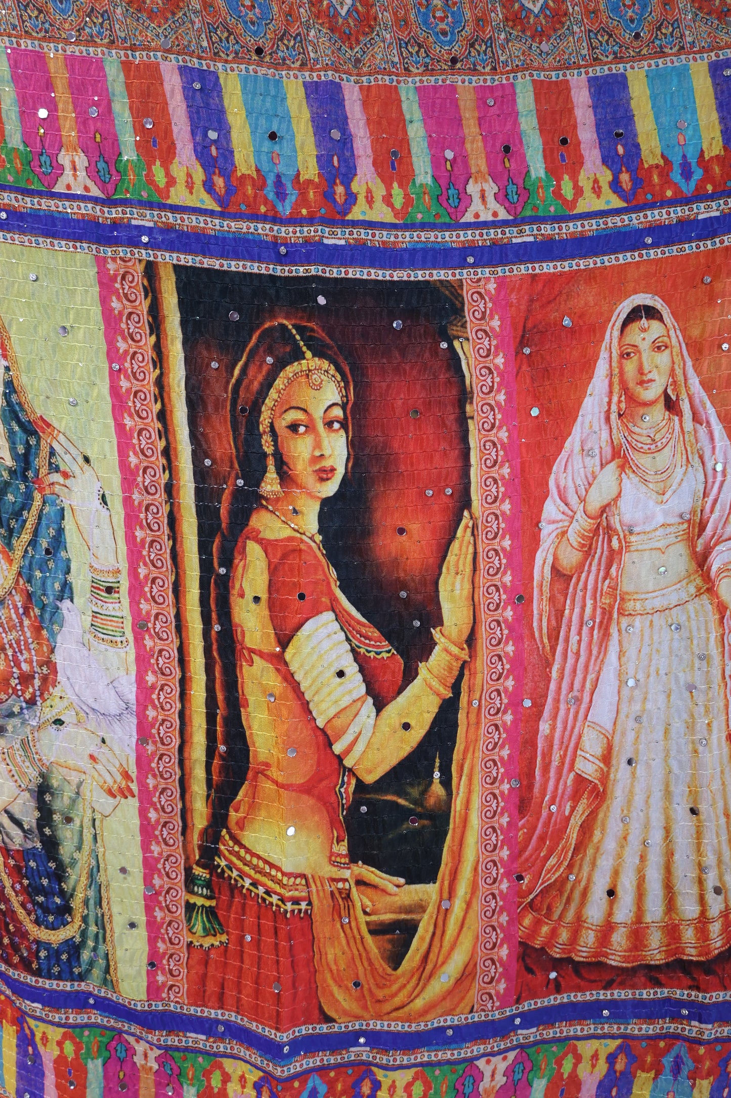 Ethnic Motifs Printed Dupatta With Mirror Work