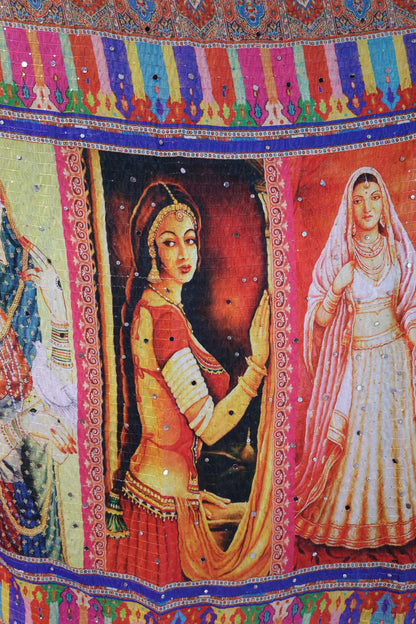 Ethnic Motifs Printed Dupatta With Mirror Work