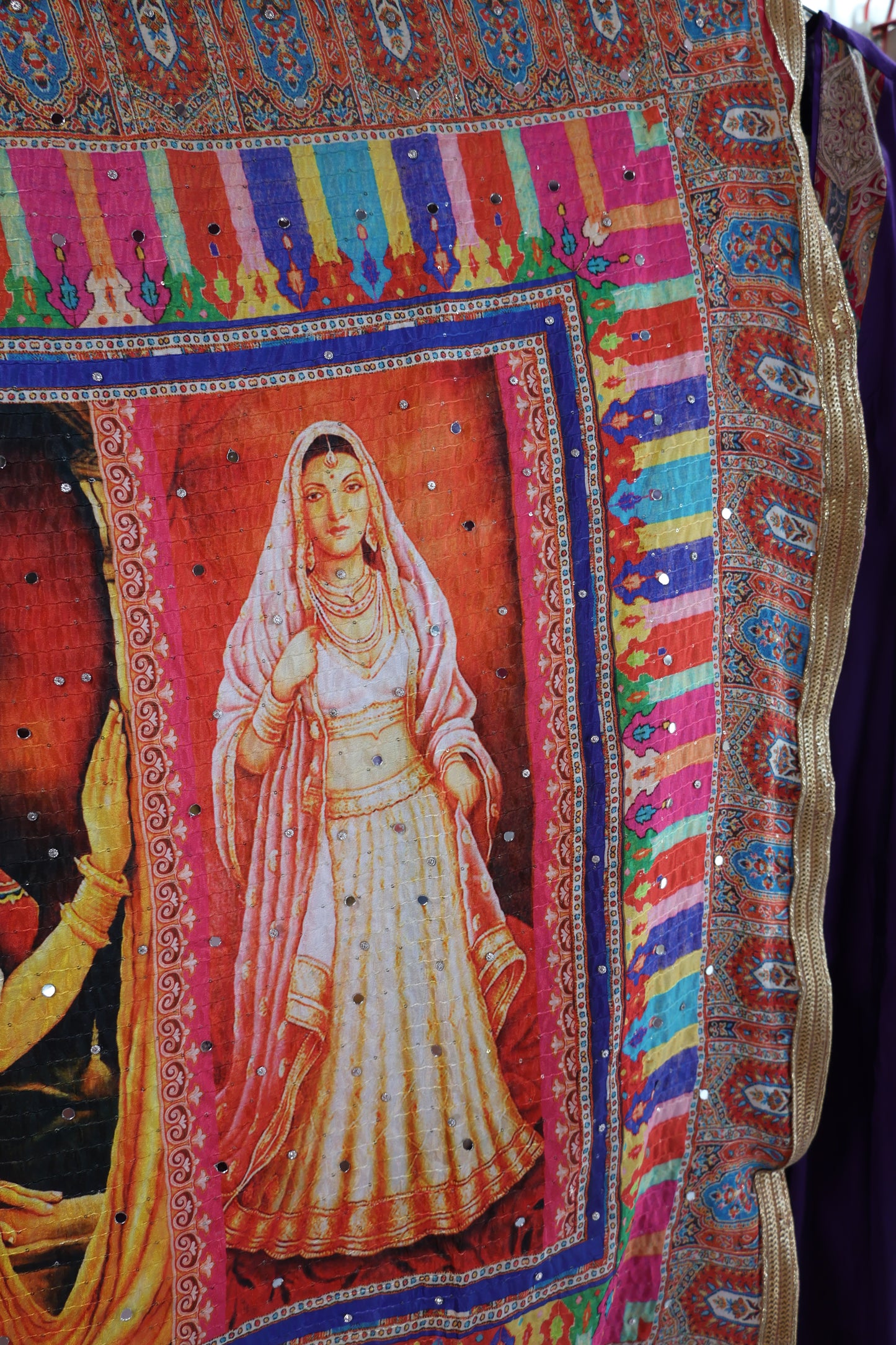 Ethnic Motifs Printed Dupatta With Mirror Work