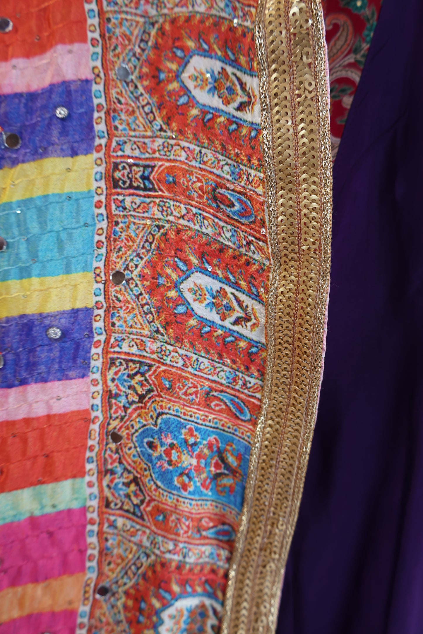 Ethnic Motifs Printed Dupatta With Mirror Work