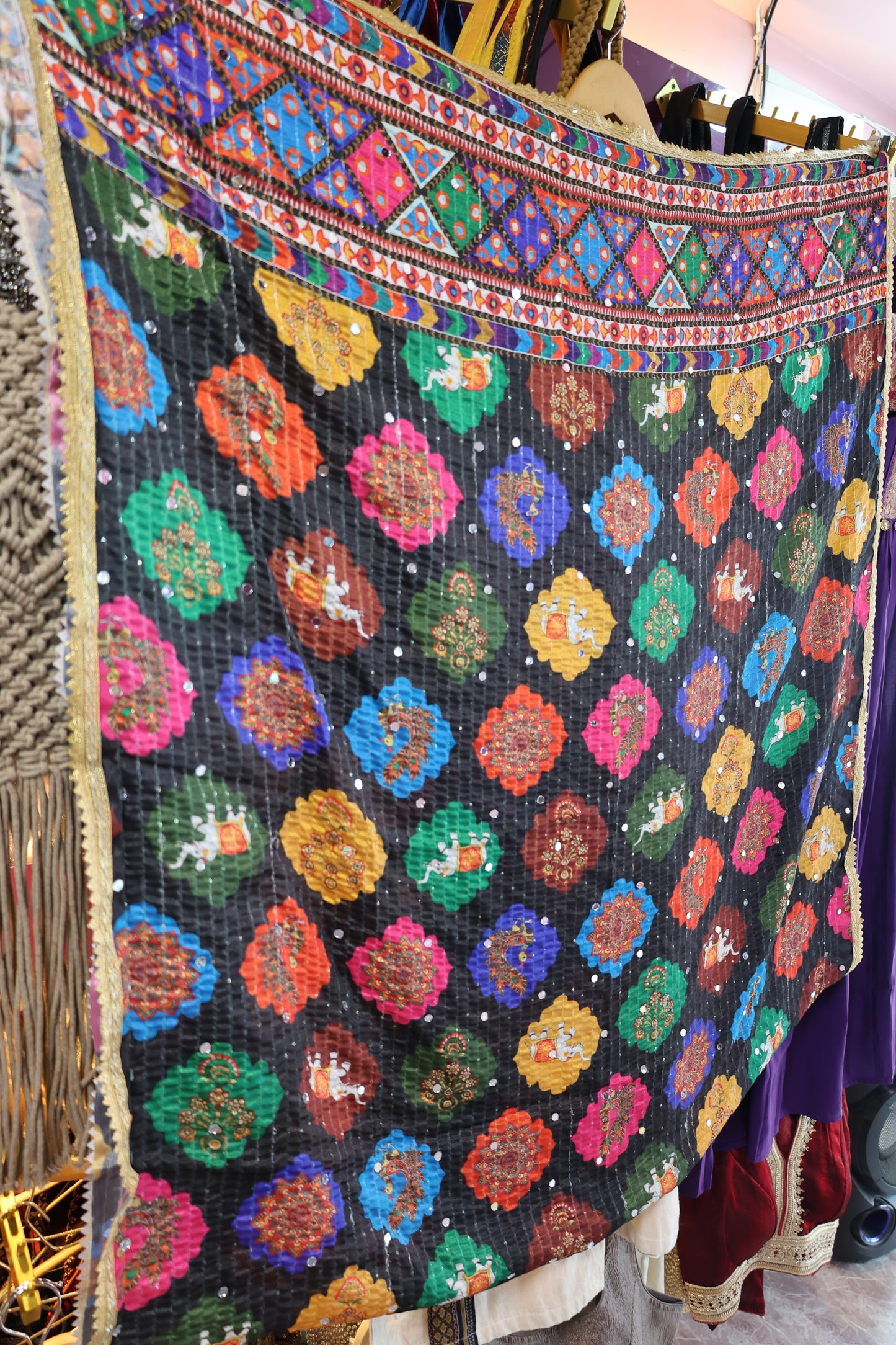Ethnic Motifs Printed Dupatta With Mirror Work