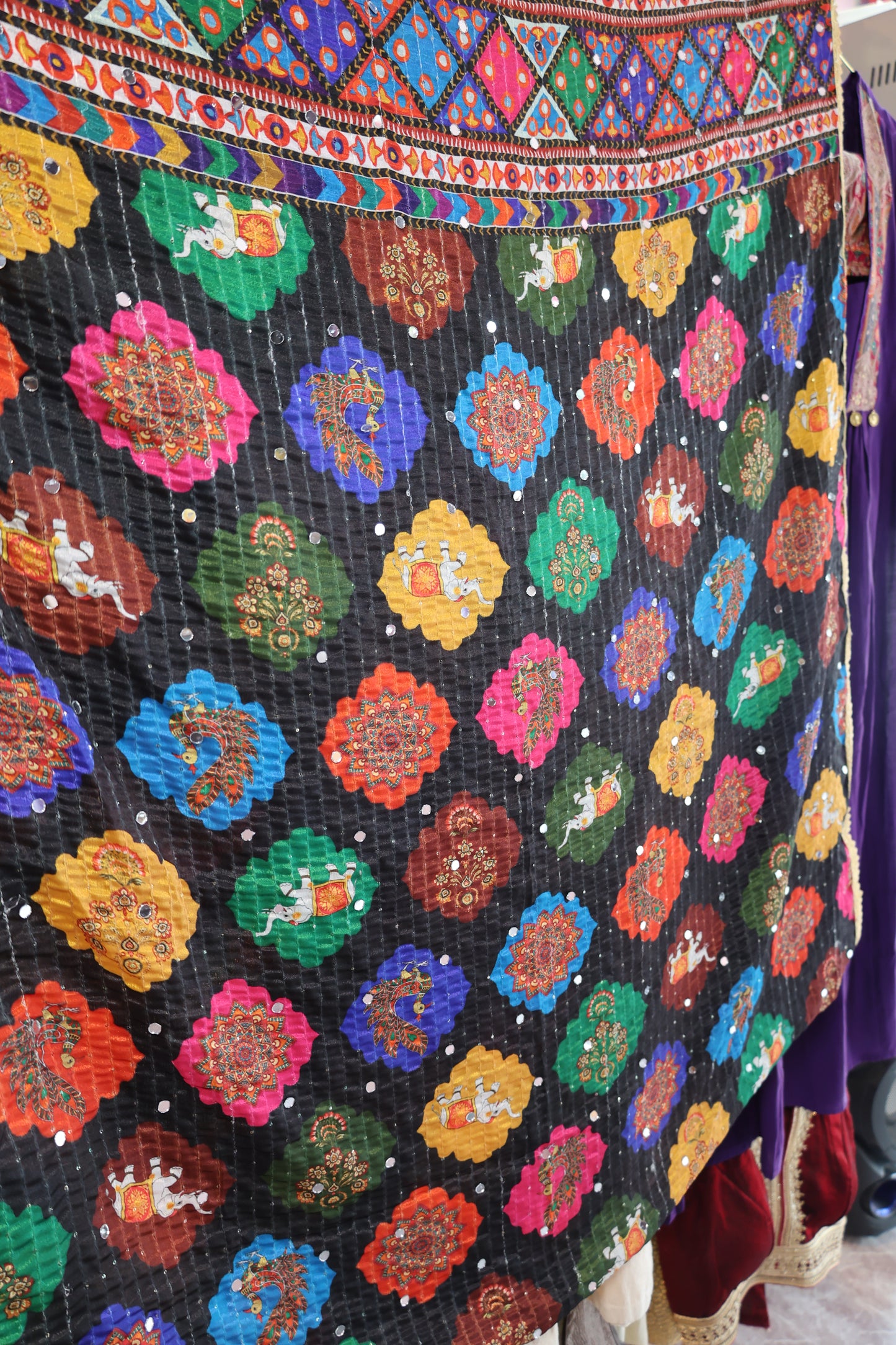 Ethnic Motifs Printed Dupatta With Mirror Work