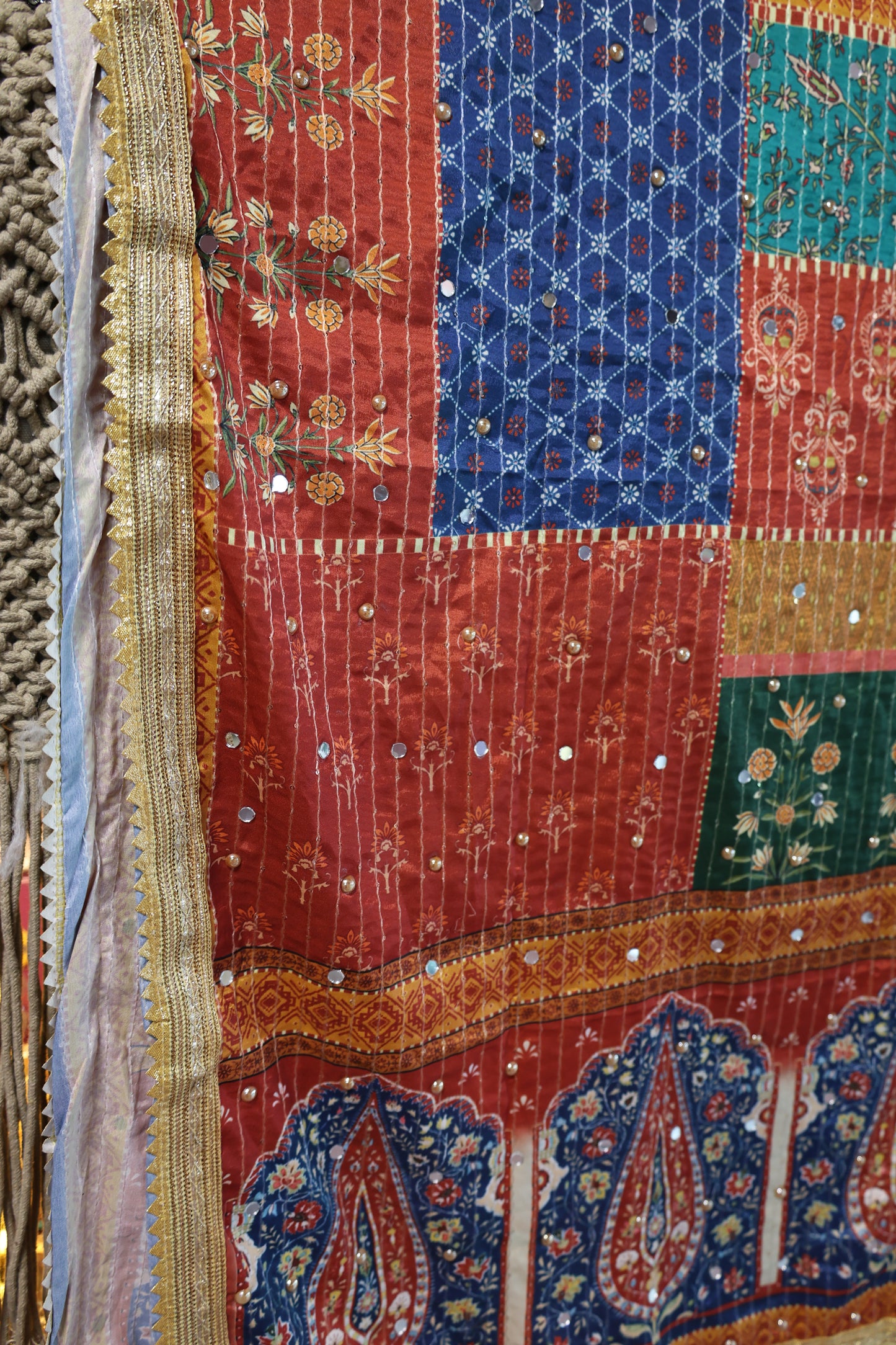 Ethnic Motifs Printed Dupatta With Mirror Work