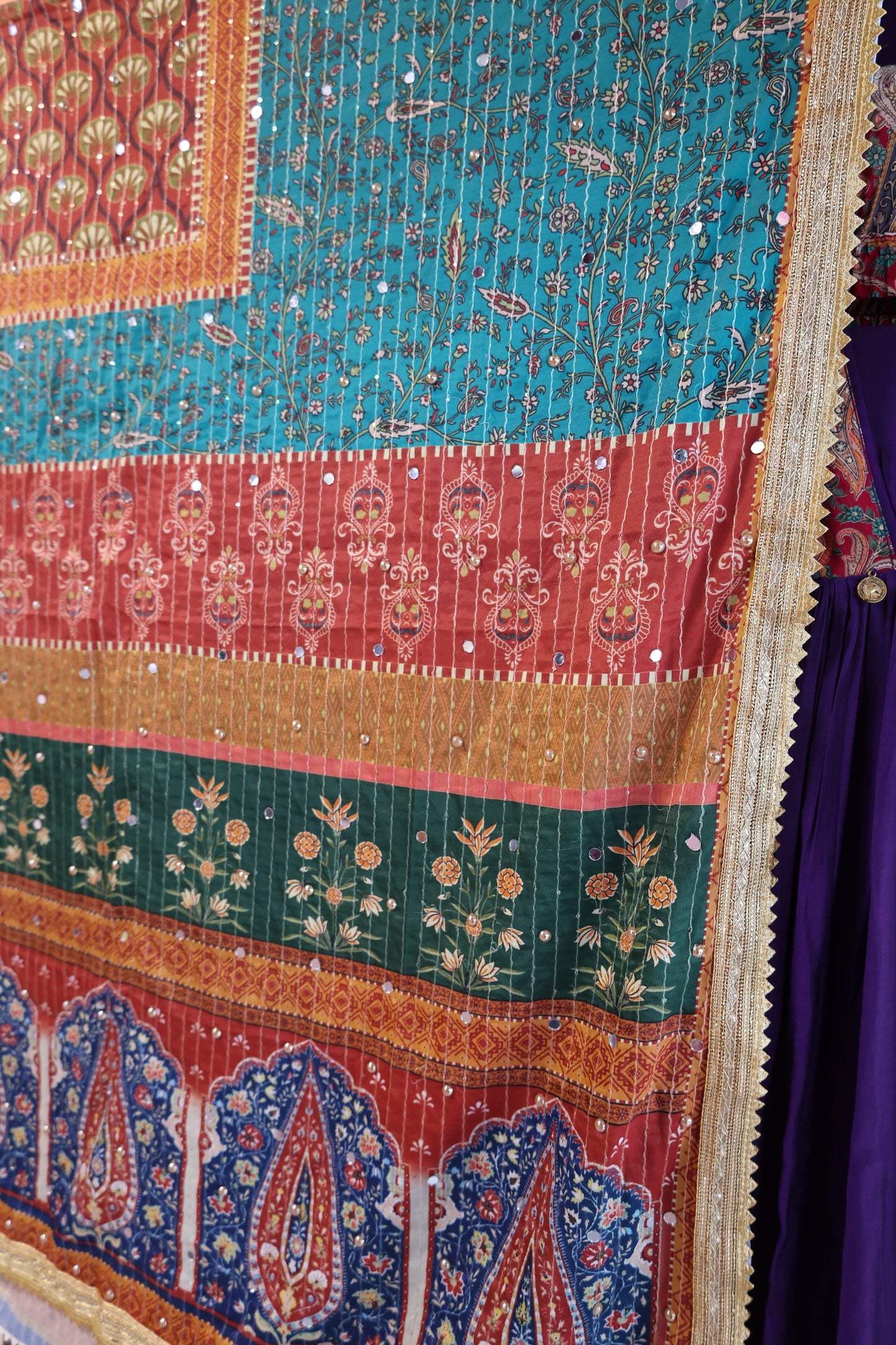 Ethnic Motifs Printed Dupatta With Mirror Work
