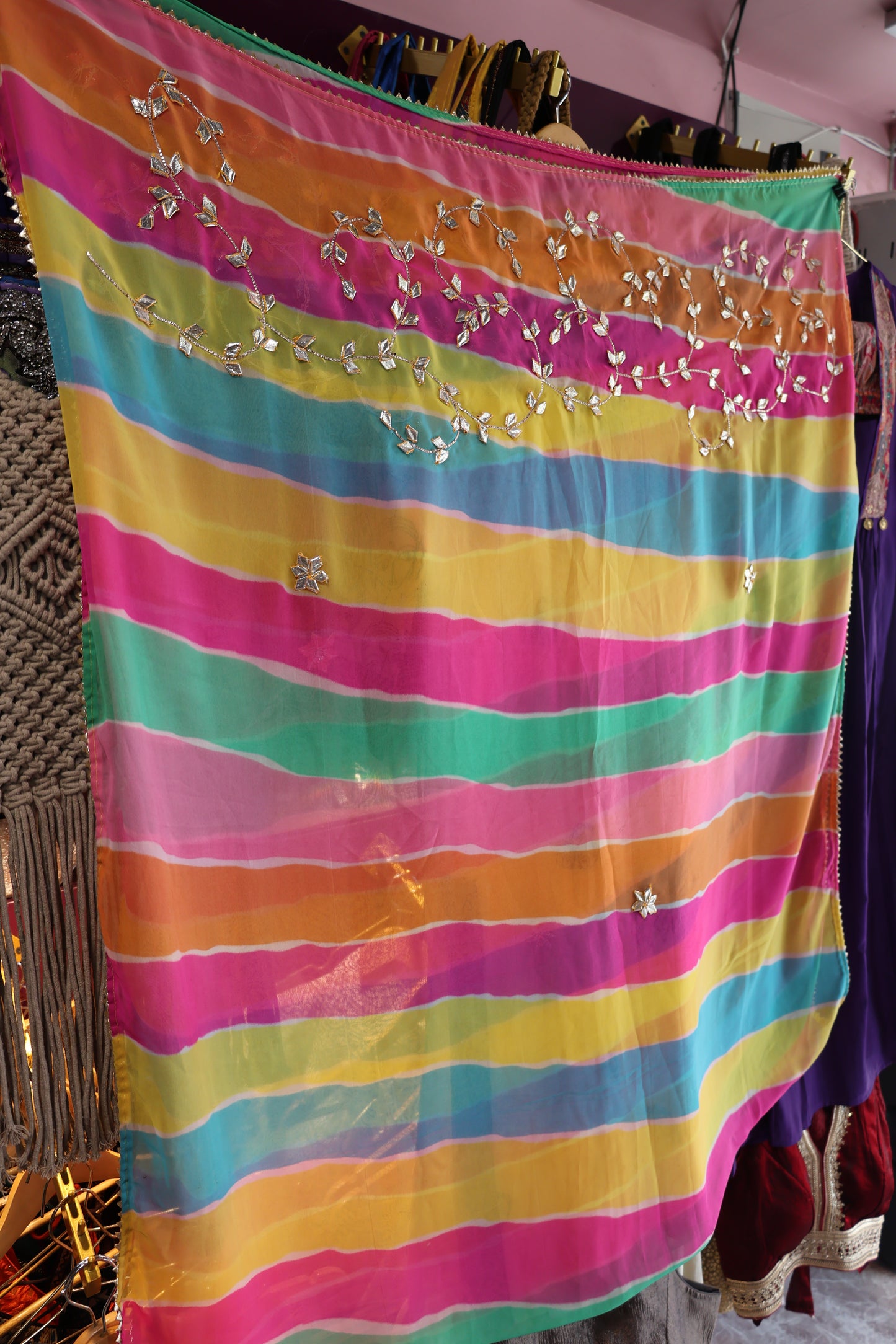 Ethnic Motifs Printed Dupatta With Mirror Work