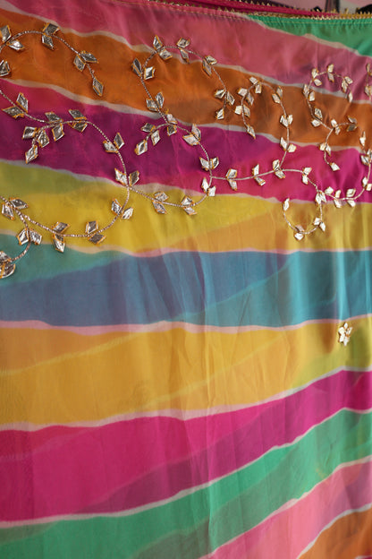 Ethnic Motifs Printed Dupatta With Mirror Work