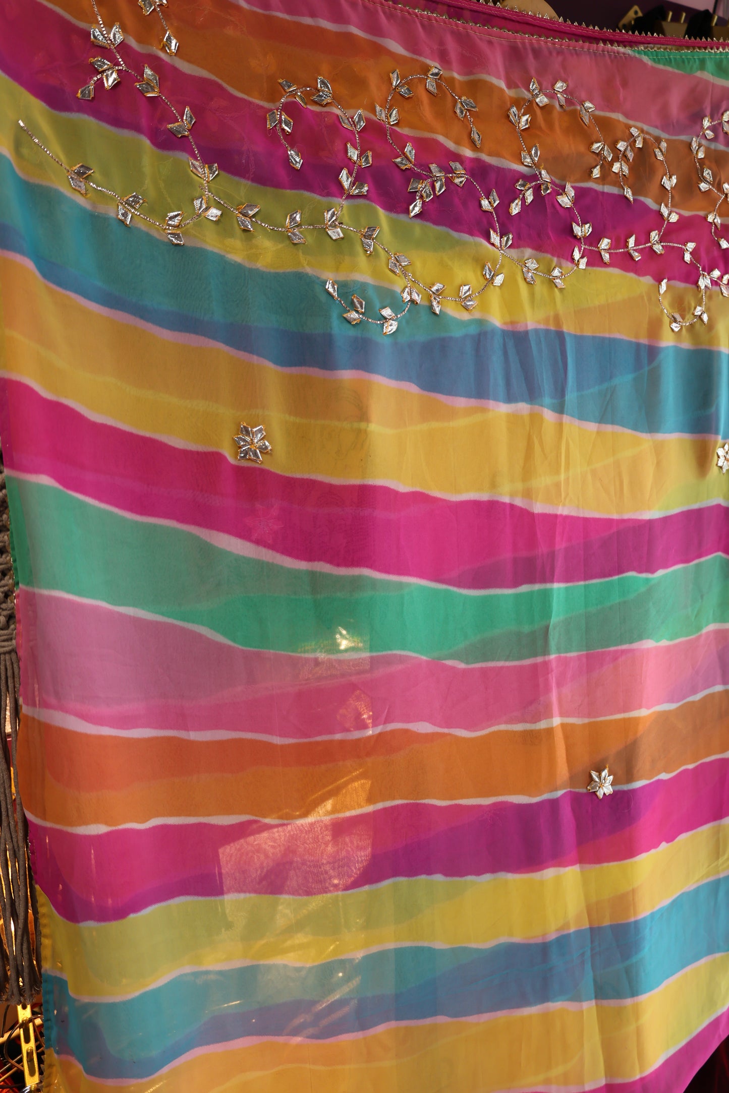 Ethnic Motifs Printed Dupatta With Mirror Work