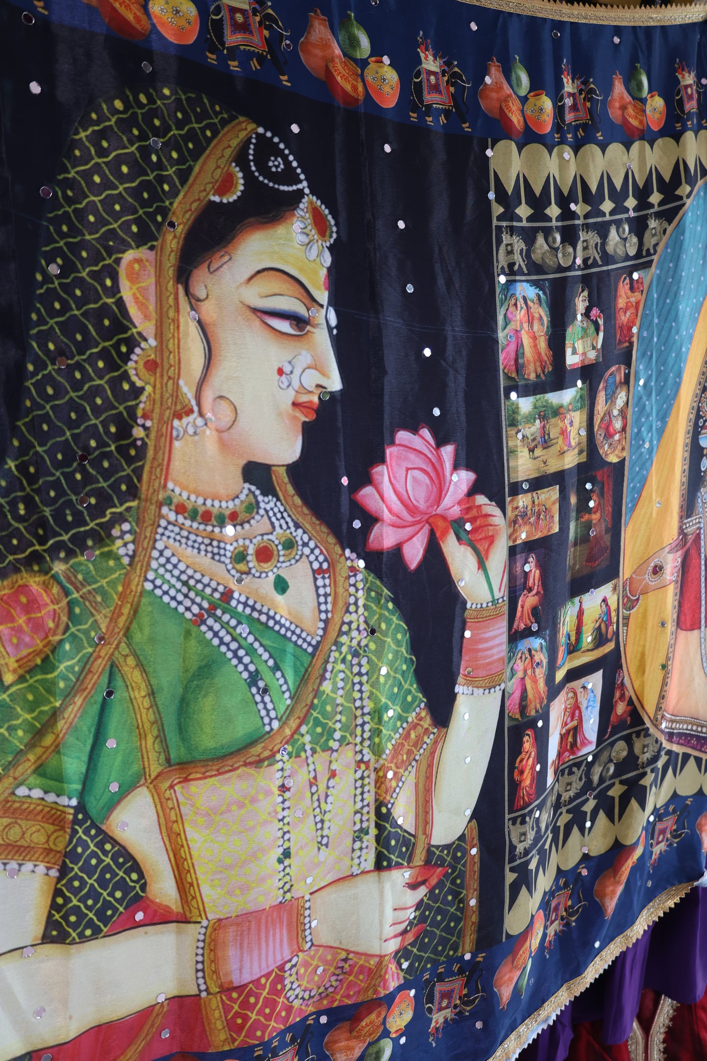 Ethnic Motifs Printed Dupatta With Mirror Work