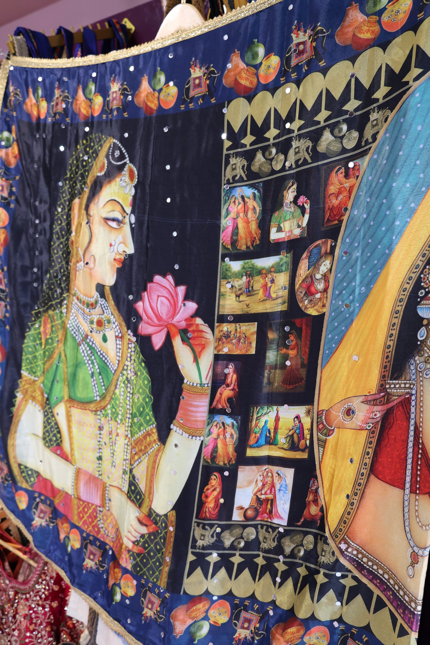 Ethnic Motifs Printed Dupatta With Mirror Work