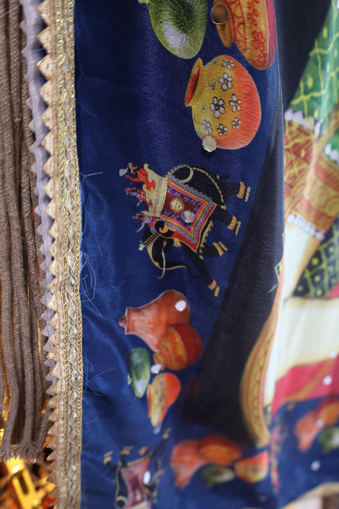 Ethnic Motifs Printed Dupatta With Mirror Work
