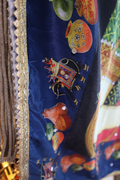 Ethnic Motifs Printed Dupatta With Mirror Work