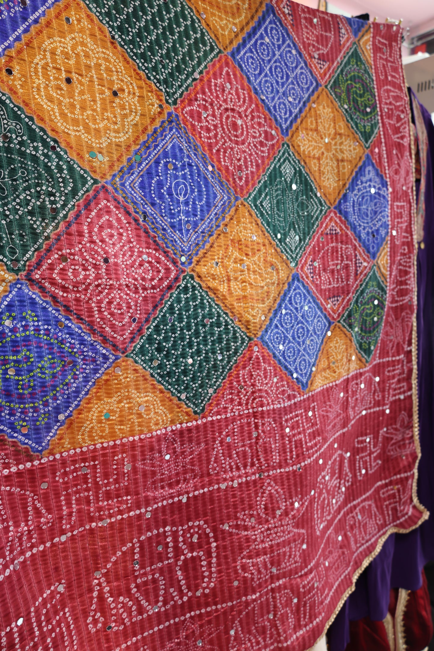 Ethnic Motifs Printed Dupatta With Mirror Work