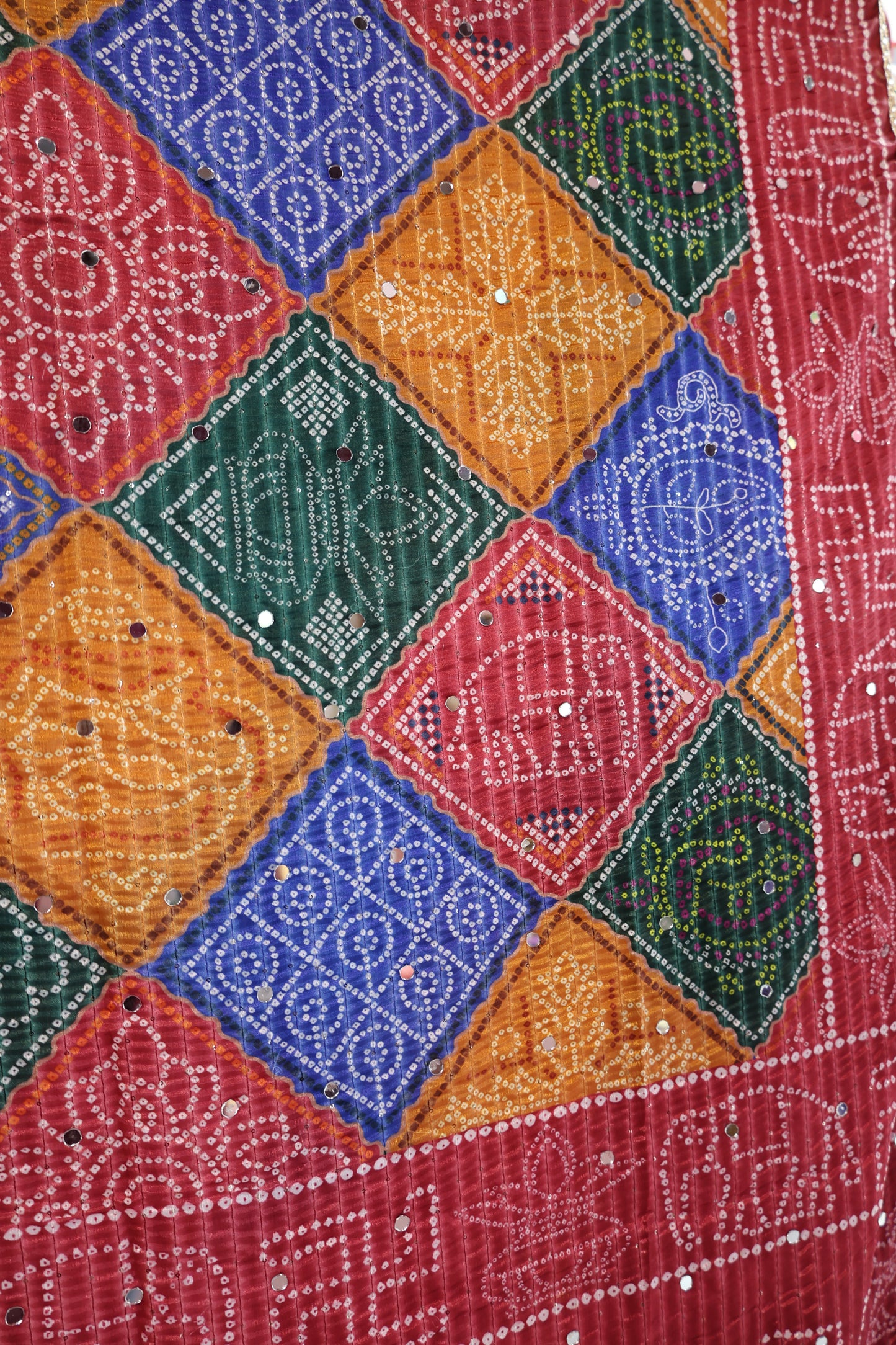 Ethnic Motifs Printed Dupatta With Mirror Work