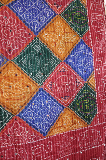 Ethnic Motifs Printed Dupatta With Mirror Work