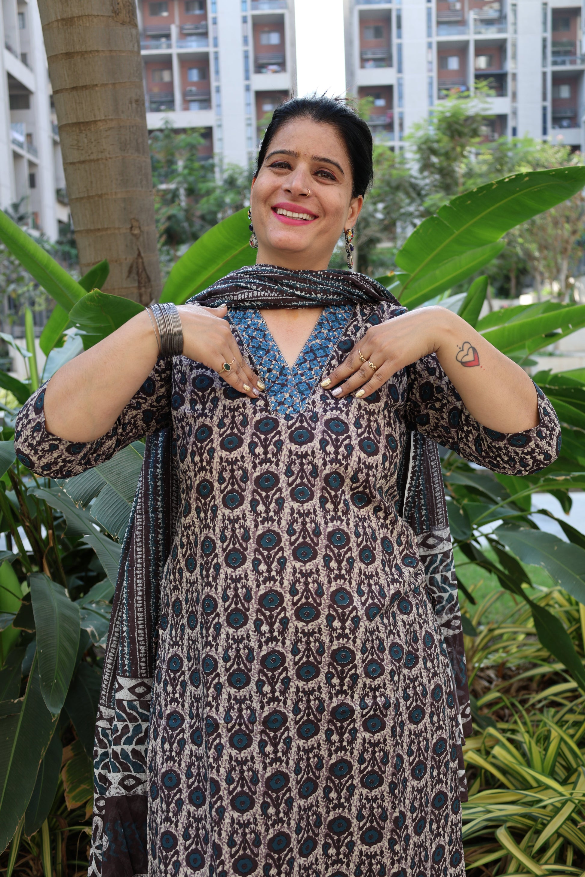 Pure Cotton Straight Cut Suit | Kalamkari Print | Elegant Ethnic Wear - Har Pal Fashionable