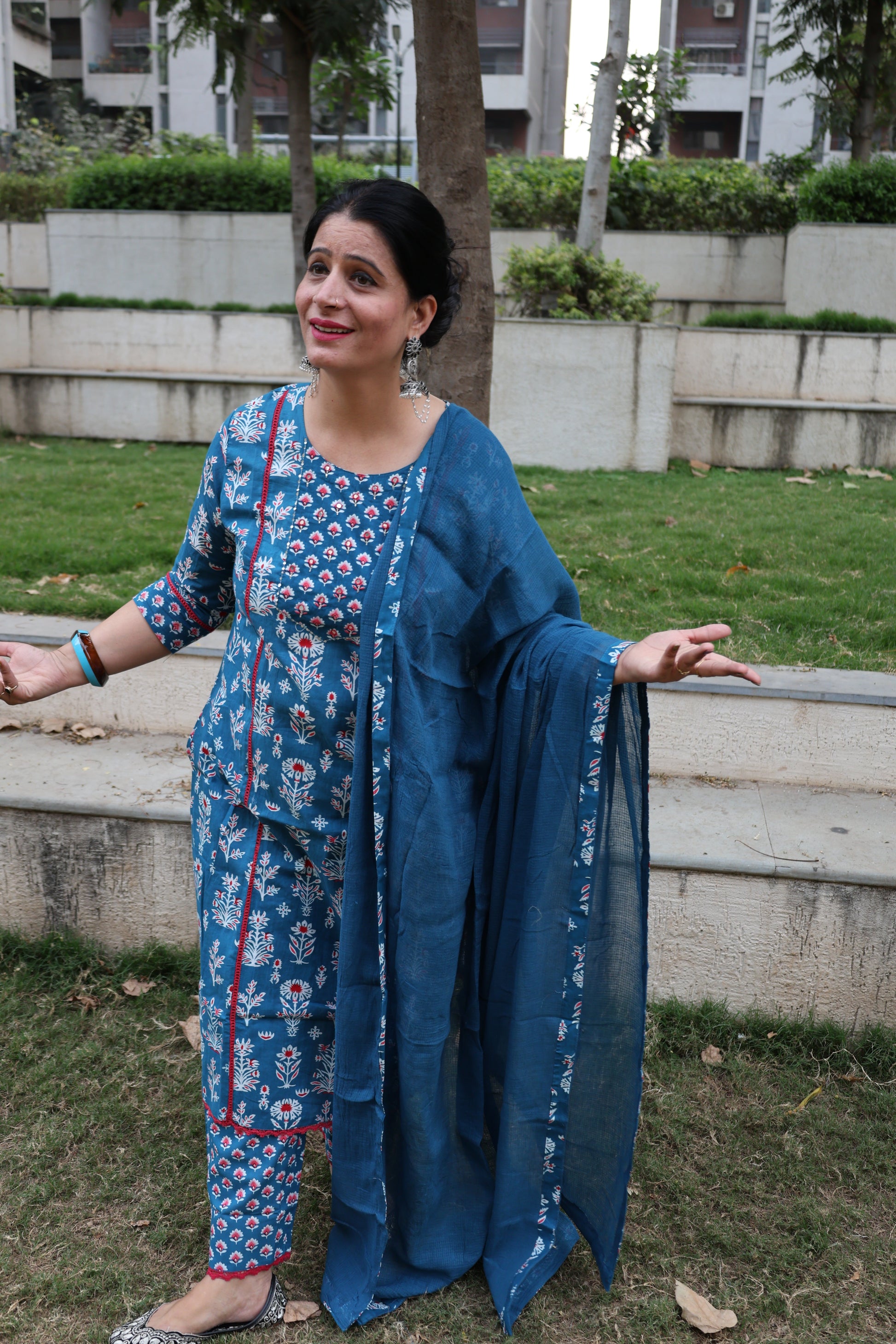 Indigo Pure Cotton Jaipuri Suit – Butta Print | Casual & Comfortable Ethnic Wear - Har Pal Fashionable