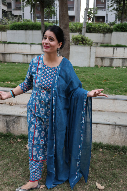 Indigo Pure Cotton Jaipuri Suit – Butta Print | Casual & Comfortable Ethnic Wear - Har Pal Fashionable