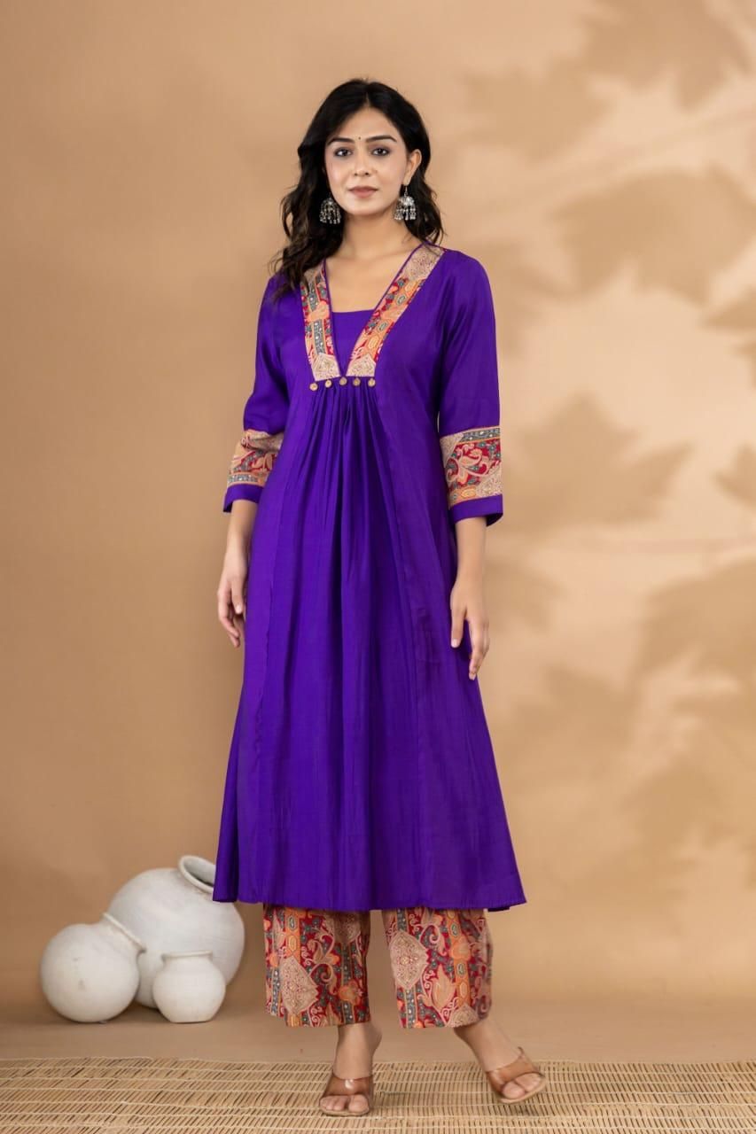 Trendy Batik Print Co-ord set with Pure Russian Silk Fabric with Batik Print Plazo Set