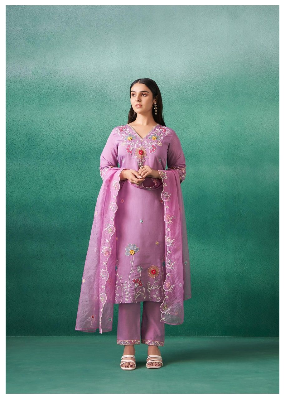 Kurta & Pant is Purely on the Russian Silk. Sleeves & Dupatta is on Tissue Fabric.  Appliqué and Hand Work Detailing | HarPalFashionable