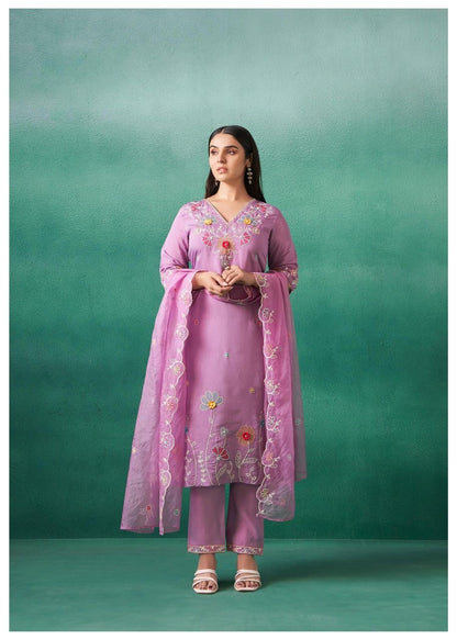 Kurta & Pant is Purely on the Russian Silk. Sleeves & Dupatta is on Tissue Fabric.  Appliqué and Hand Work Detailing | HarPalFashionable