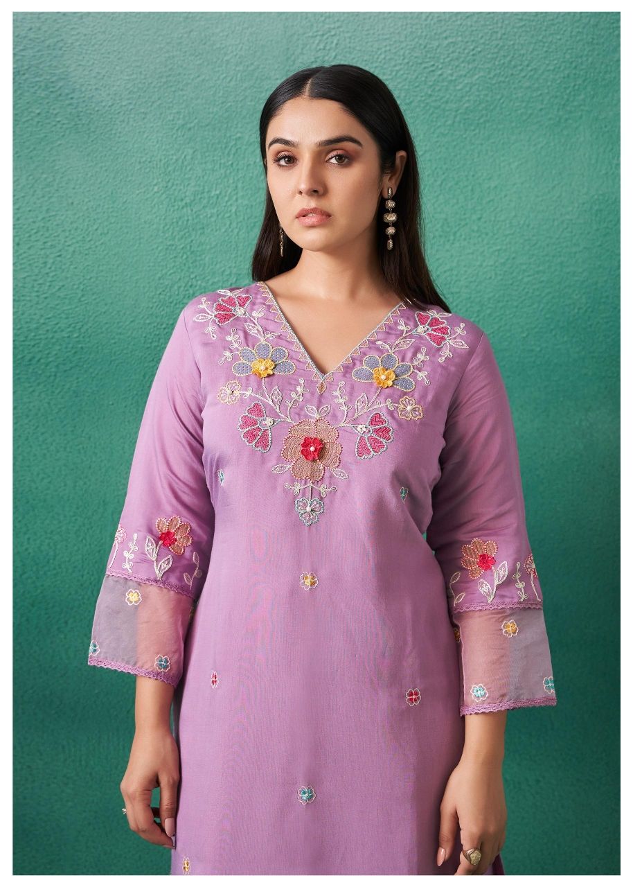 Kurta & Pant is Purely on the Russian Silk. Sleeves & Dupatta is on Tissue Fabric.  Appliqué and Hand Work Detailing | HarPalFashionable