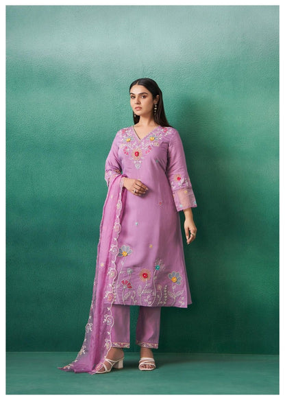 Kurta & Pant is Purely on the Russian Silk. Sleeves & Dupatta is on Tissue Fabric.  Appliqué and Hand Work Detailing | HarPalFashionable