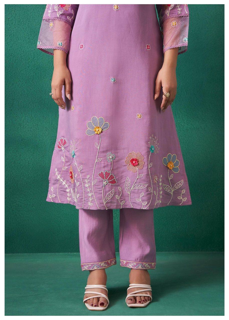 Kurta & Pant is Purely on the Russian Silk. Sleeves & Dupatta is on Tissue Fabric.  Appliqué and Hand Work Detailing | HarPalFashionable