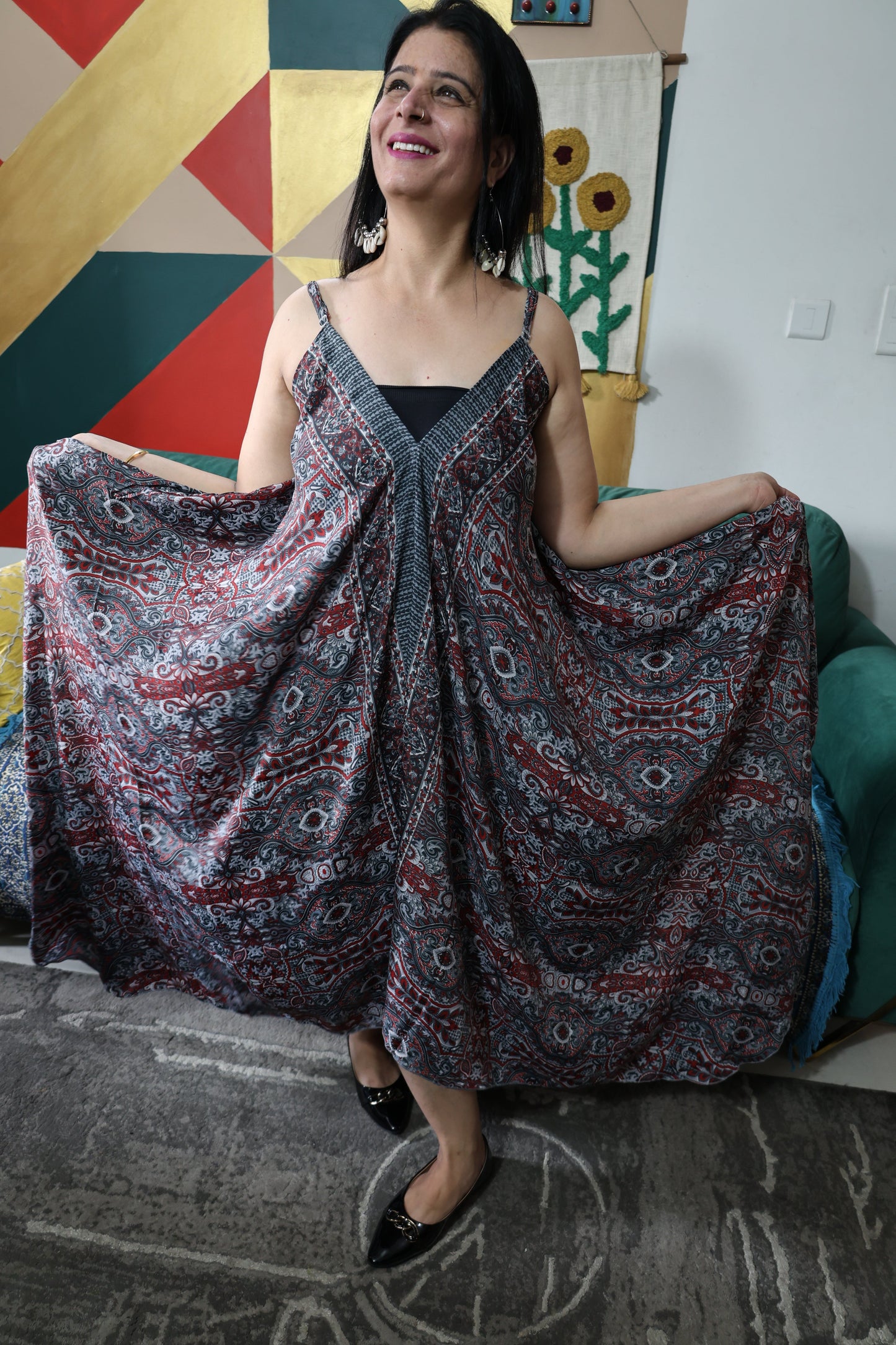 Imported Muslin One-Piece Dress | Digital Print | C-Cut Design | Har Pal Fashionable