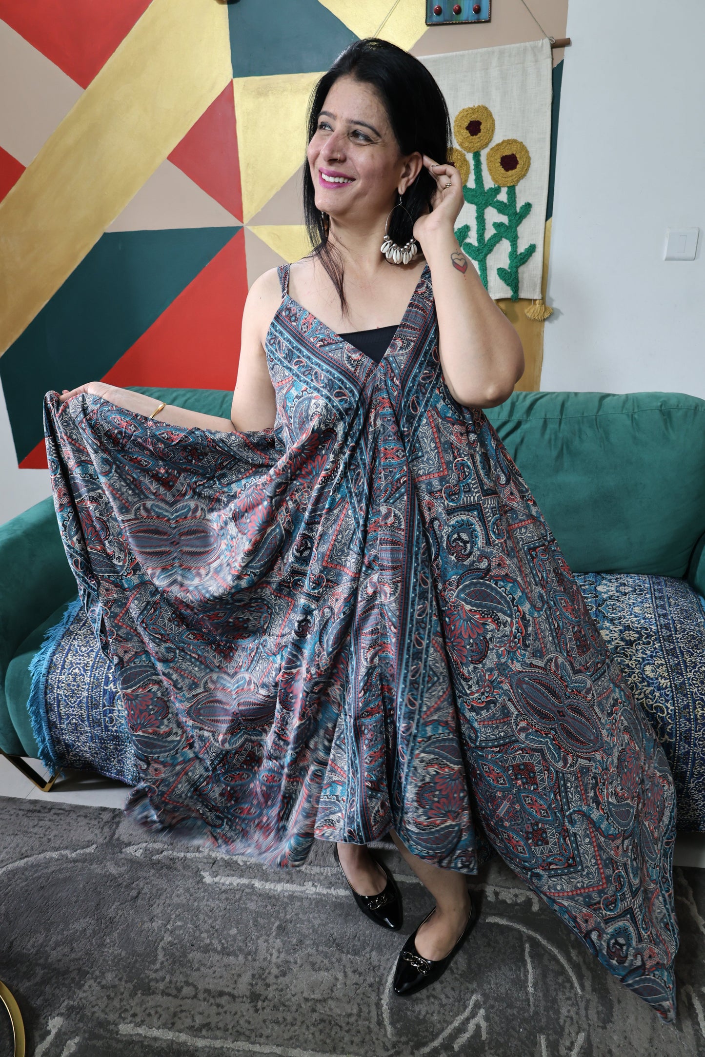 Imported Muslin One-Piece Dress | Digital Print | C-Cut Design | Har Pal Fashionable