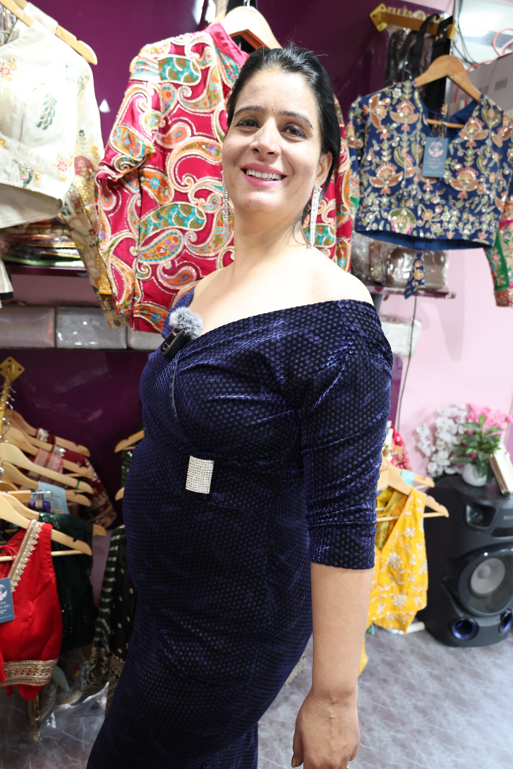 Imported Fabric Off-Shoulder Dress | Sleek Slits | Premium Velvet | Har Pal Fashionable