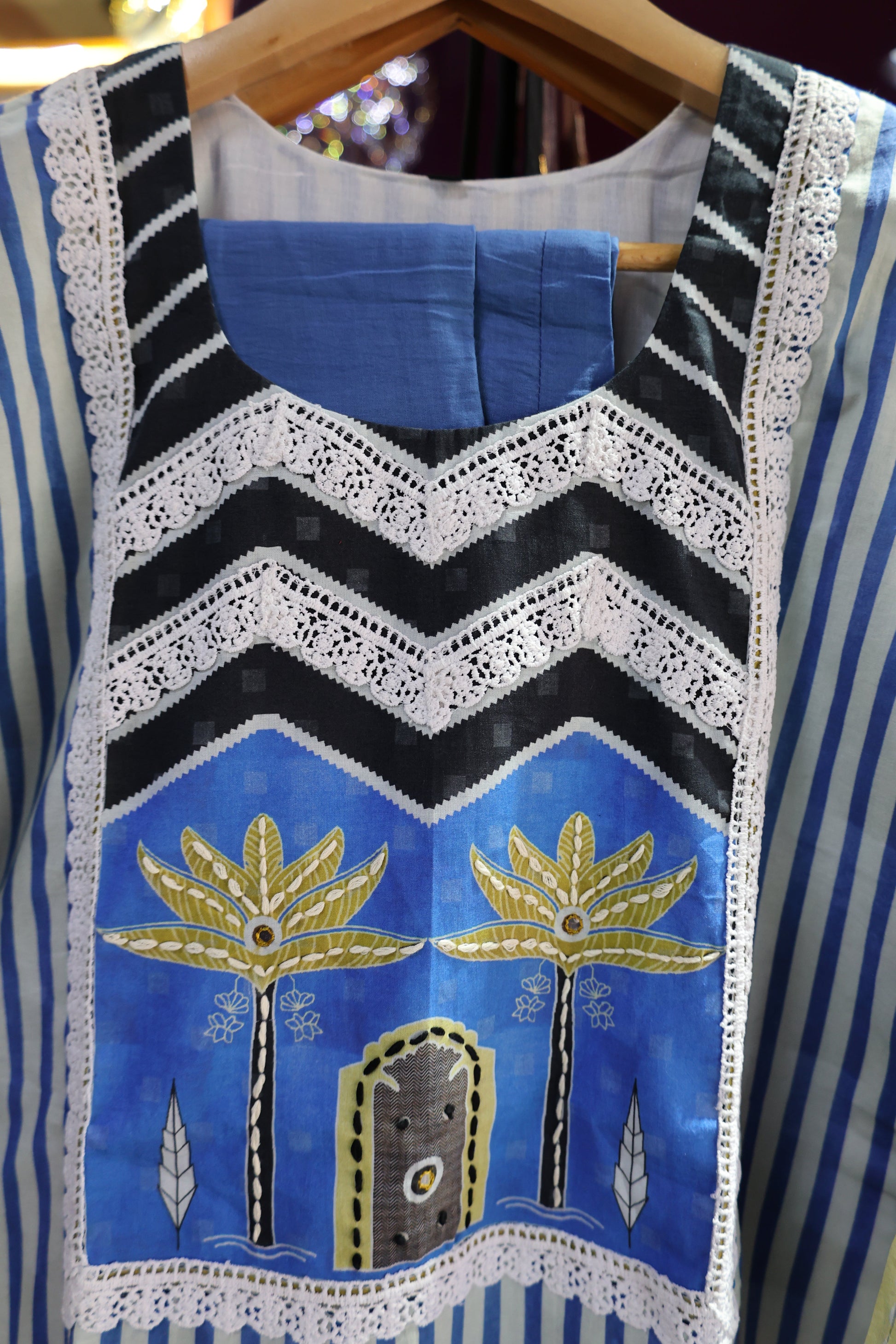 Mulmul Cotton Straight Cut Suit | Braj Bhumi Print | Ethnic Elegance - Har Pal Fashionable