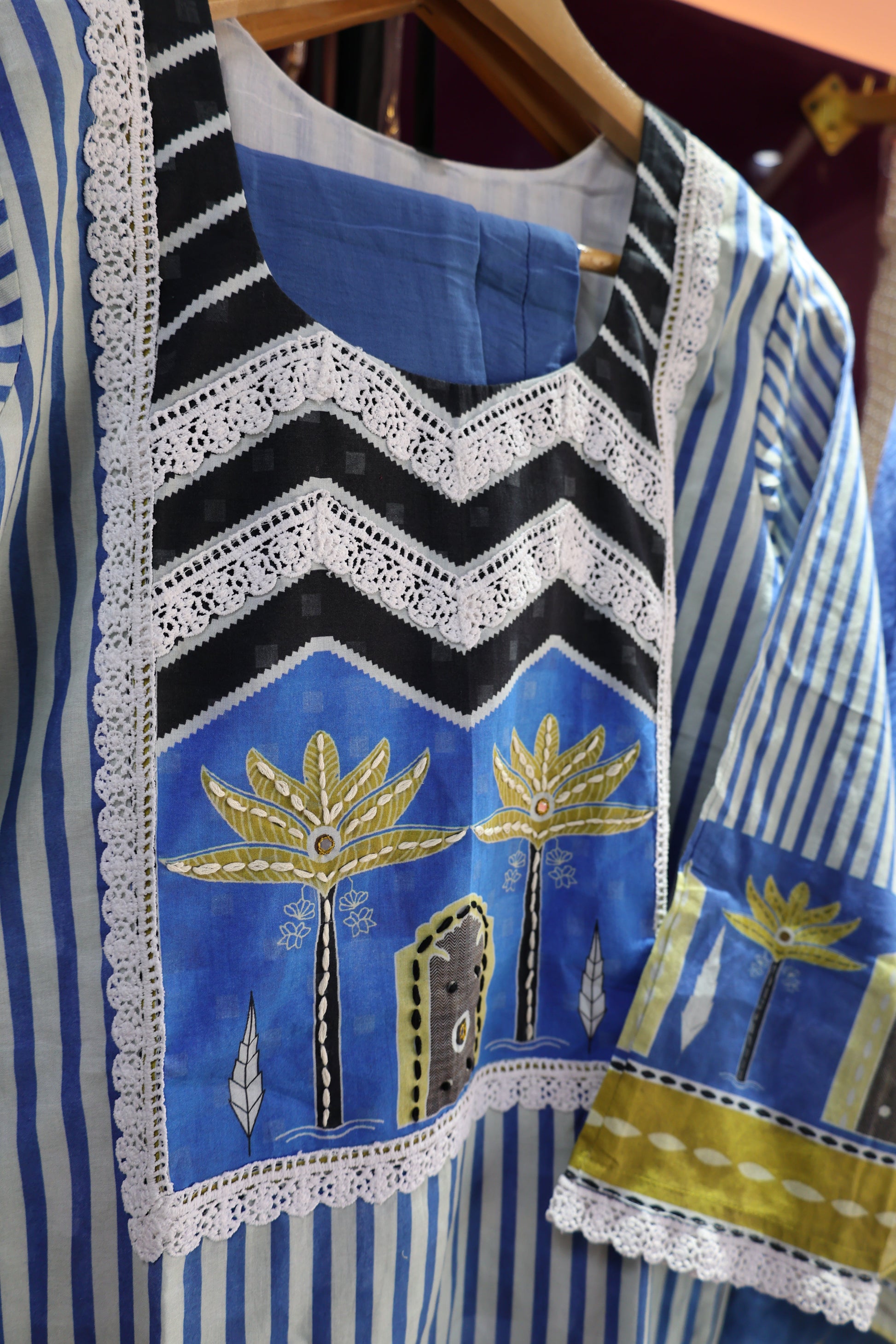 Mulmul Cotton Straight Cut Suit | Braj Bhumi Print | Ethnic Elegance - Har Pal Fashionable
