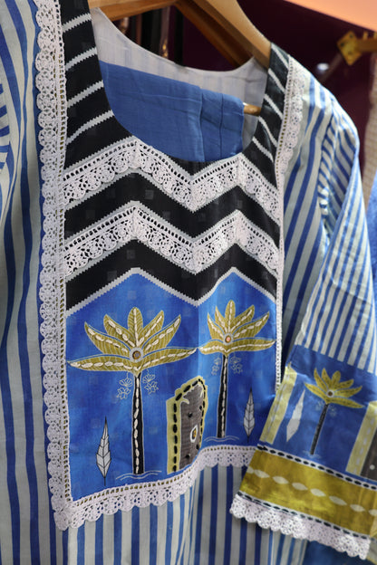 Mulmul Cotton Straight Cut Suit | Braj Bhumi Print | Ethnic Elegance - Har Pal Fashionable