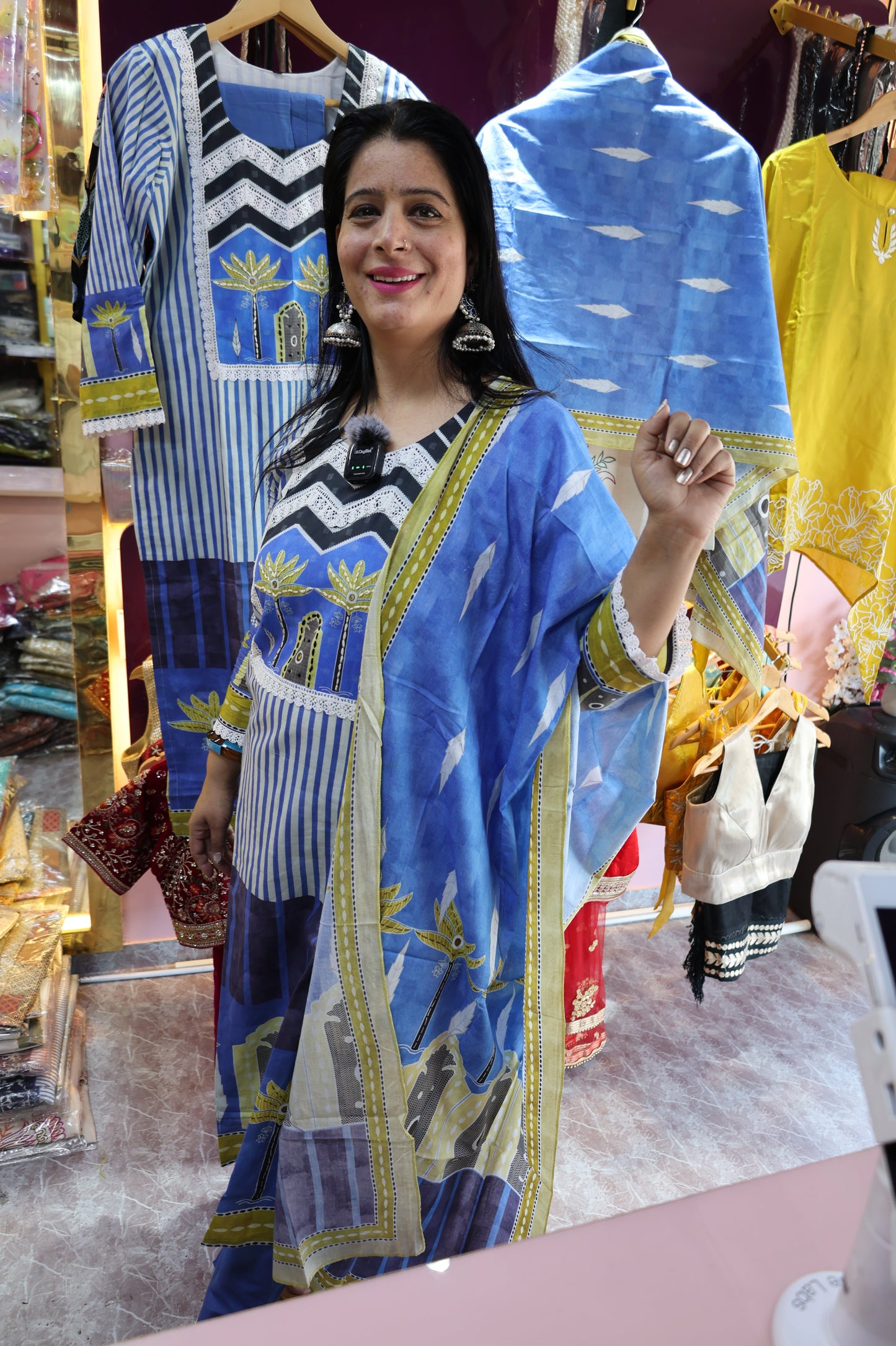 Mulmul Cotton Straight Cut Suit | Braj Bhumi Print | Ethnic Elegance - Har Pal Fashionable