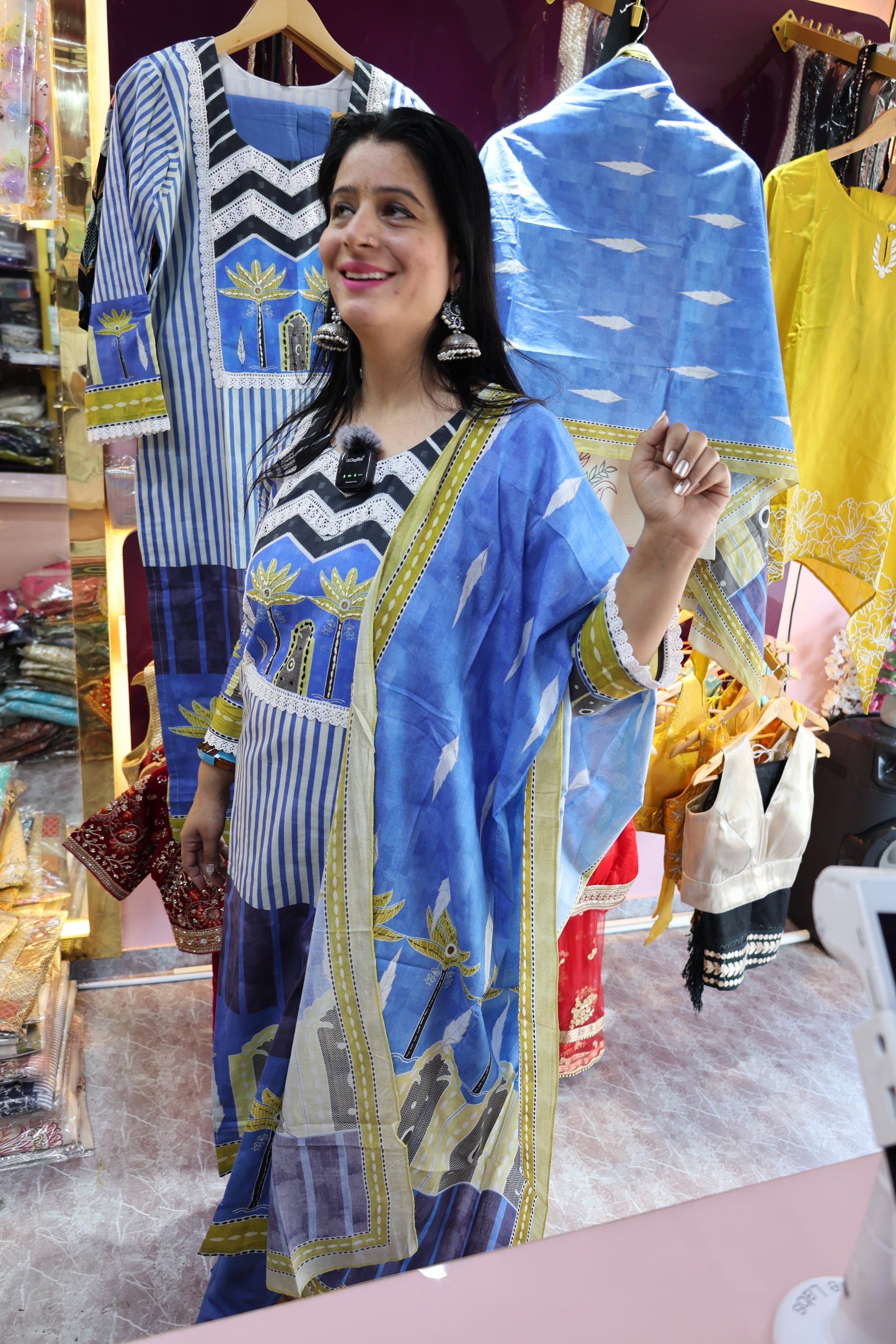 Mulmul Cotton Straight Cut Suit | Braj Bhumi Print | Ethnic Elegance - Har Pal Fashionable