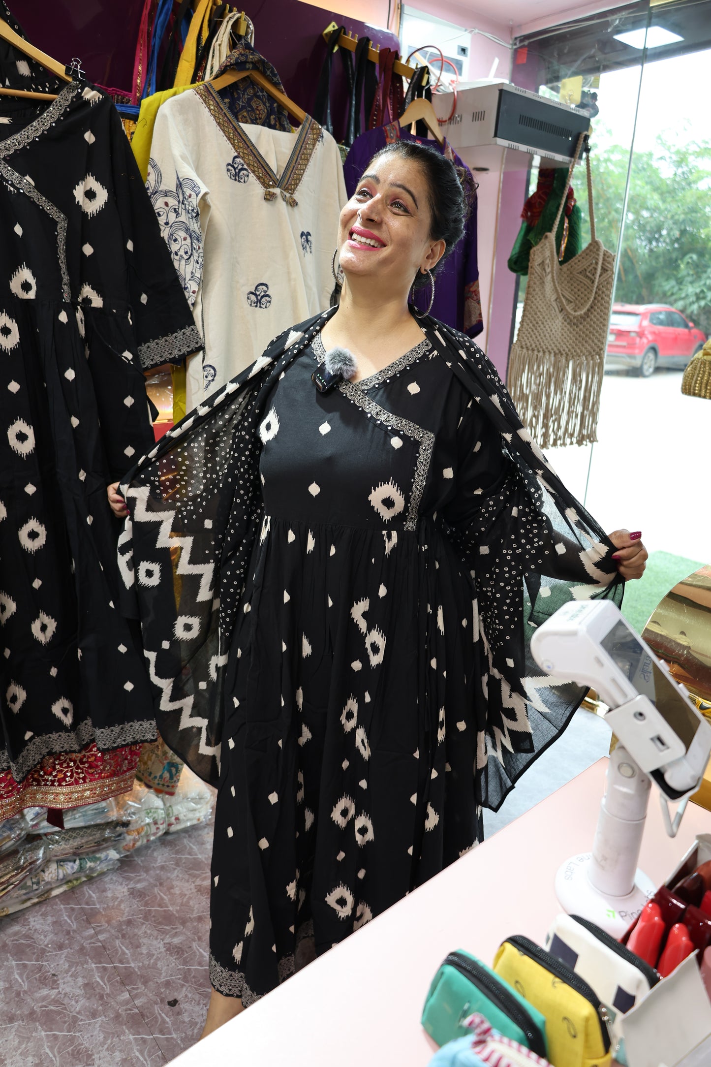 Pure MulMul Cotton Angrakha Suit with Ikat Print with One Side Pocket | HarPalFashionable