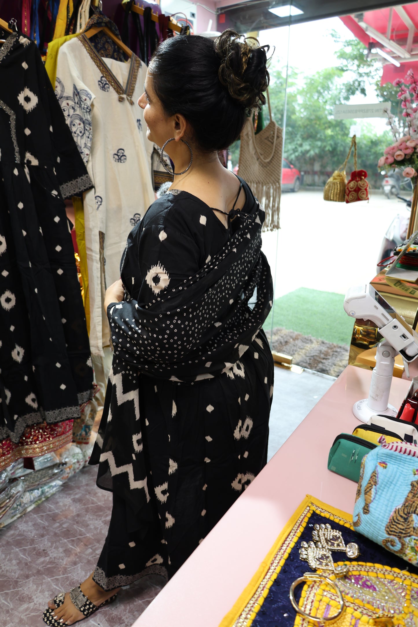 Pure MulMul Cotton Angrakha Suit with Ikat Print with One Side Pocket |. HarPalFashionable